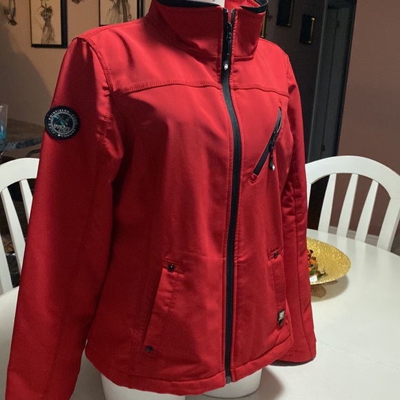 POINT ZERO -  Zip Up Activewear Utility Coat Sz XL red logo appliqué EUC - Picture 7 of 14